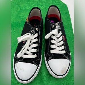 Levi’s Red Label Black Canvas Logo Lace Up Sneaker Shoes Size US 8 1/2
